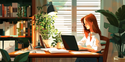 thesis editor working in her office