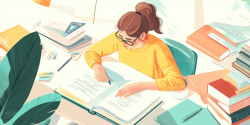 student writing an academic paragraph