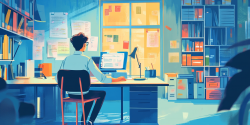 phd researcher working at his desk