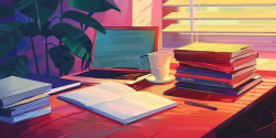 documents and laptop on a desk